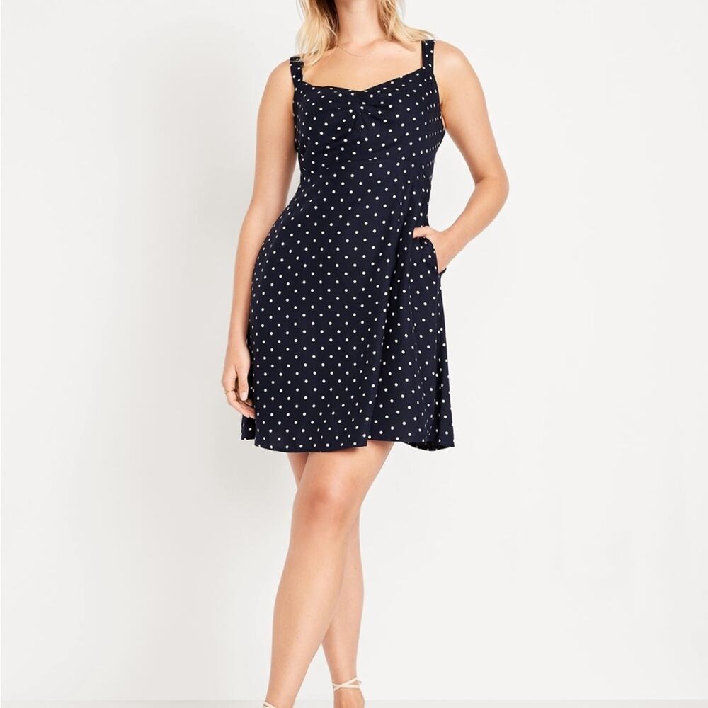 Old Navy Navy Dots Fit & Flare Crepe Mini Dress - Picture 4 of 10